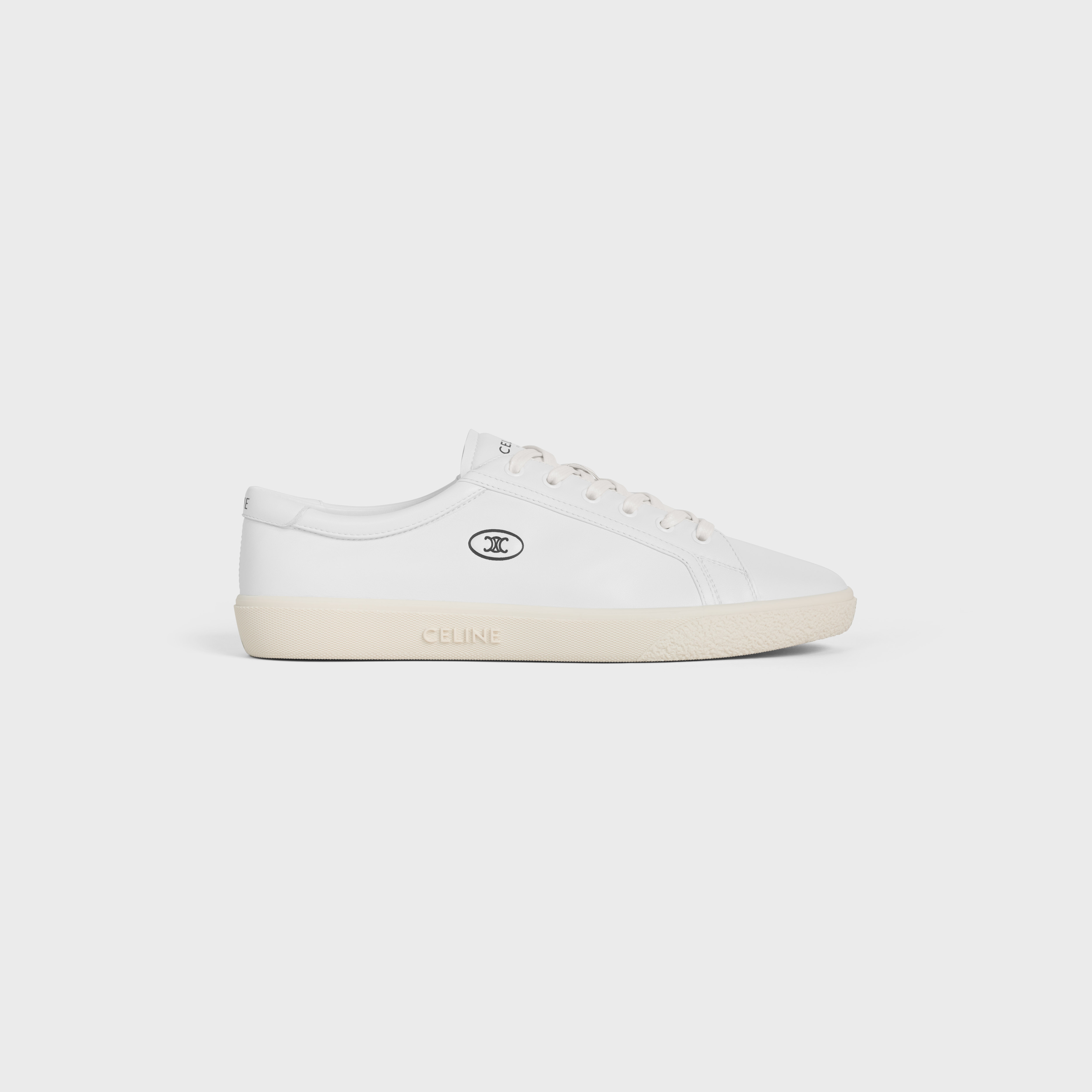CELINE LOU LOW LACE-UP SNEAKER WITH TRIOMPHE IN LAMBSKIN - OPTIC